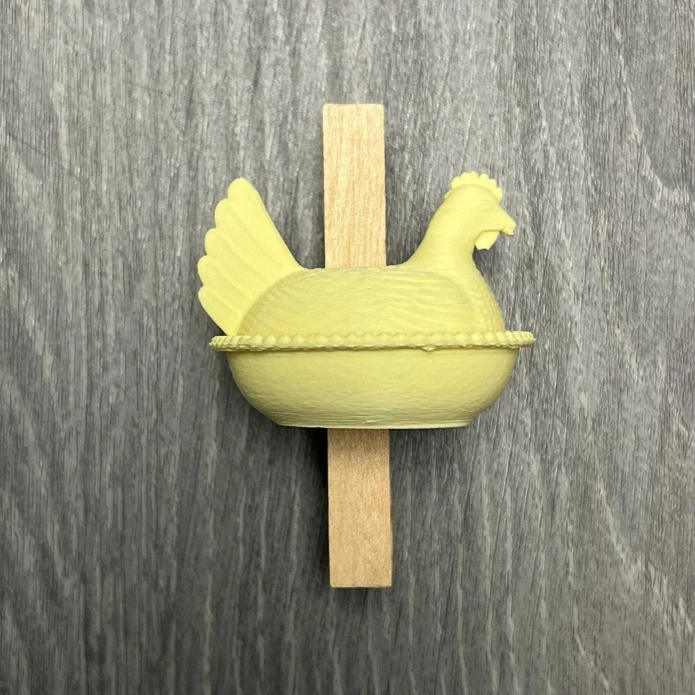 Set of 5 Farmhouse Hen Chicken HON Magnet Photo Chip Clips 3D Printed Clothespin